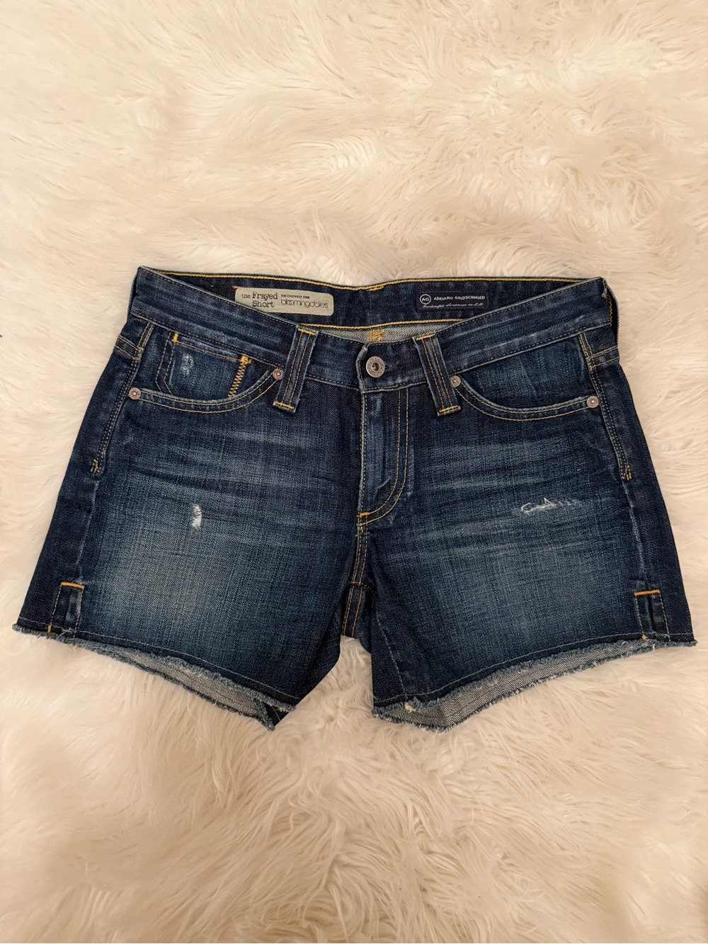 AG Adriano Goldschmied Dark Blue Denim Cutoff Shorts